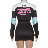 Street Sexy Crop Top Jacket Hot Girl Wrap Hip Mini Skirt Set SXE-K25S78618
