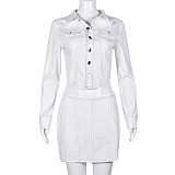 White Workwear Crop Jacket Mini Skirt Set Spicy Girl Dress Set BANT-9318