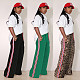 Fashion leopard print patchwork color stripes loose straight leg pants XRB-10115