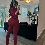 Sexy Drawstring Waist-cinching Crop Top High-waisted Tight Trousers Set SXE-K24S51552