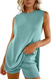 Knit Sleeveless Split Top Two-piece Sweater Set For Spring Summer MJL-MS003