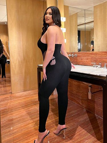 High Elastic Halter Sleeveless Yoga Seamless Knitted One-piece Jumpsuit RS-82055