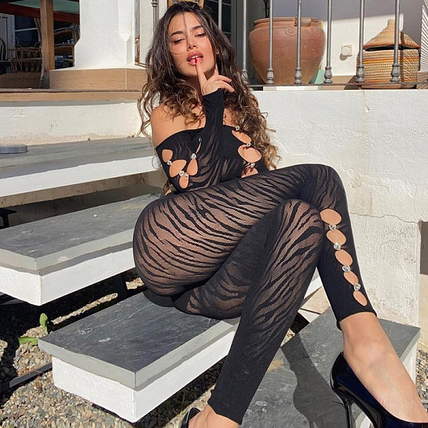 Long Sleeved Knitted Hollow Out Off Shoulder Two-piece Set For Women RS-81924