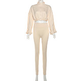 Sexy Drawstring Waist-cinching Crop Top High-waisted Tight Trousers Set SXE-K24S51552