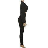 Sexy Drawstring Waist-cinching Crop Top High-waisted Tight Trousers Set SXE-K24S51552