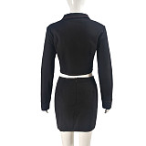 White Workwear Crop Jacket Mini Skirt Set Spicy Girl Dress Set BANT-9318