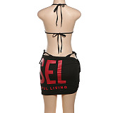 Spicy Girl 3D Digital Printed Sleeveless Lace-up Hip Wrap Mini Skirt Set ZJQD-45305