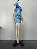 Blue Printed Casual Sets Available Amazon Hot Sale XMOJ-8664