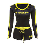 Digital Print Sexy V-neck High-waisted Tight Shorts Set ZJQD-56255