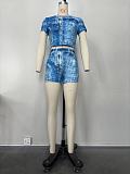 Blue Printed Casual Sets Available Amazon Hot Sale XMOJ-8664