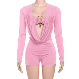 Sexy Hot Girl Deep V Low-cut Solid Slimming Jumpsuit ZJQD-62136