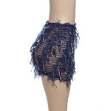 Street Style Girl Striped Tassels Slimming Short Skirt ZJQD-49458