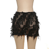 Street Style Girl Striped Tassels Slimming Short Skirt ZJQD-49458