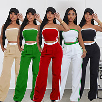 Sexy Strapless Top Wide-leg Loose Trousers Set Amazon RS-662