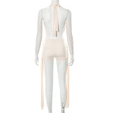 Loose Neck Sleeveless Backless Top Tight Ribbon Mini Set DZHT-J25ST082