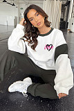 Casual Women Long Pants Heart Print Loose Hoodies Set SSN-211404
