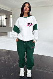 Casual Women Long Pants Heart Print Loose Hoodies Set SSN-211404