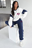Casual Women Long Pants Heart Print Loose Hoodies Set SSN-211404