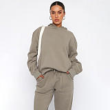 Solid Hooded Long Sleeved Sweatshirt For Women Fashion Casual Long Pants Set SSN-211337