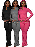Thumb Button Top Folding Waist Micro Horn Yoga Two-piece Set (Including Headscarf) CH-25088