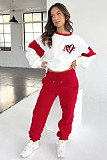 Casual Women Long Pants Heart Print Loose Hoodies Set SSN-211404