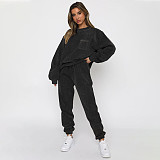 Autumn Winter Corduroy Solid  Round Neck Pullover Long-sleeved Long Pants Set SSN-211273