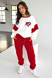 Casual Women Long Pants Heart Print Loose Hoodies Set SSN-211404
