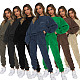 Autumn Winter Corduroy Solid  Round Neck Pullover Long-sleeved Long Pants Set SSN-211273