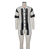 Women Hollow Out Lapel Knitted Button Shorts Set ZS-Z0261