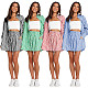 Women Shirt Striped Long Sleeve Two-piece Shorts Set SSN-211032