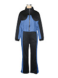 Autumn Winter New Women Denim Patchwork Suit Coat Trousers Two-piece SH-391297