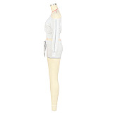 Casual Off-shoulder Long Sleeve Elastic Shorts Two Pieces  ASL-6803
