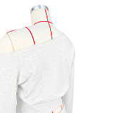 Casual Off-shoulder Long Sleeve Elastic Shorts Two Pieces  ASL-6803