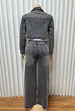 Fashion Pockets Sexy Short Jacket And Loose Long Pants Suit For Women RS-6518