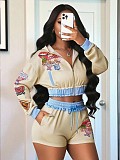New Sport Zipper Long-sleeved Hooded Jacket Shorts Suit BG-25091201