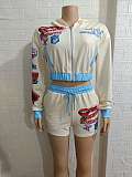 New Sport Zipper Long-sleeved Hooded Jacket Shorts Suit BG-25091201