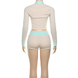Stand-up Collar Letter Embroidered Zipper Jacket Sports Shorts Set DLS-K25S78701
