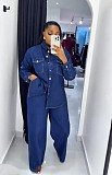 Lapel Pockets Cardigan Long-sleeved Top Straight Leg Pants Suit RS-6570