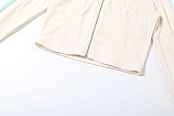 Stand-up Collar Letter Embroidered Zipper Jacket Sports Shorts Set DLS-K25S78701