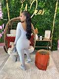 Gray Solid Sexy Woman Small Pit Strip Jumpsuit BG-55008
