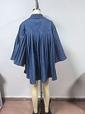 Fashion Loose Denim Pleated Women Mini Skate Dress RC-3332