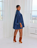 Fashion Loose Denim Pleated Women Mini Skate Dress RC-3332