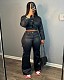 Black Leather Short Jacket Cardigan Sport Long Pants Set LSD-2257