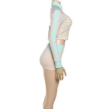 Stand-up Collar Letter Embroidered Zipper Jacket Sports Shorts Set DLS-K25S78701