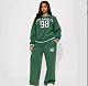 Green Letter Print Loose Sporty Sweatshirt Set BG-5038