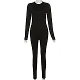Sport Solid Tight Slimming High-waisted Jumpsuit For Women ZJQD-39599