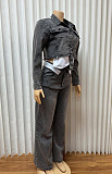 Fashion Pockets Sexy Short Jacket And Loose Long Pants Suit For Women RS-6518