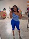 Blue White Chess Board Single-shoulder Top Tight Cycling Shorts Two-piece Set BG-258303