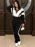 Fashionable Casual High-waisted Trousers + Cardigan Jacket Two-piece Set SH-391403