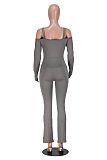 Fashionable Off-the-shoulder Double-strap Sexy One-piece Long-sleeved Flared Jumpsuit HZXY-0488